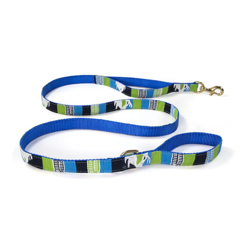 Double Handle Dog Leash 5ft – Durable Nylon with Handwoven Colorful Ribbon | Made in USA Auburn Leathercrafters  item