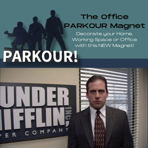 Dunder Mifflin Parkour Fridge Magnet 7 Inch – 3D Printed | Made in USA Chatelet Manufacturing 