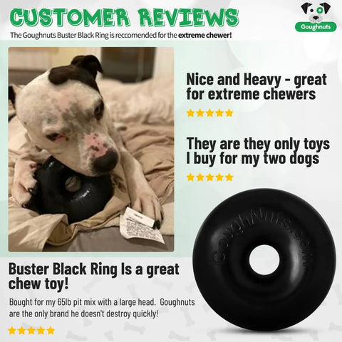 Extra Large Durable Dog Chew Ring – Heavy Duty Rubber Toy for 100+ Pound Dogs | Made in USA Goughnuts 
