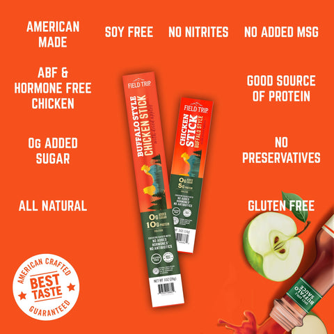 Field Trip Buffalo Style Chicken Sticks 0.5oz (24ct) – Gluten Free Protein Snack | Made in USA Field Trip 