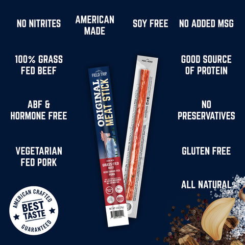 Field Trip Original Meat Stick 1oz – Grass-Fed Beef Snack – 10 Count | Made in USA Field Trip 