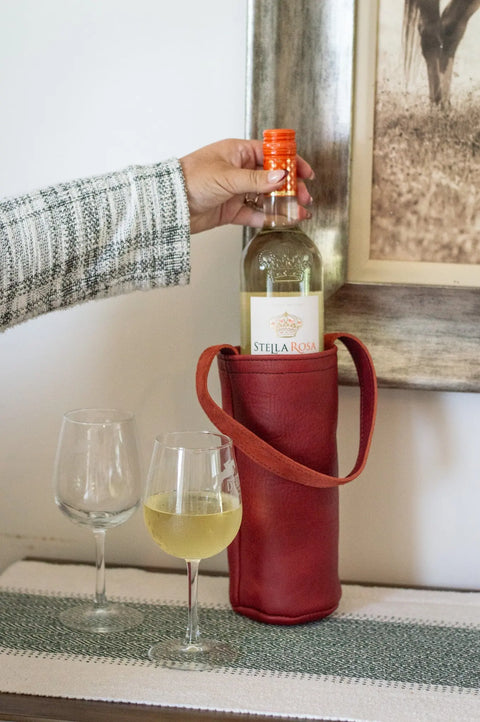 Full-Grain Leather Wine Tote Bag – Handcrafted Carry Case | Made in USA Urban Southern 
