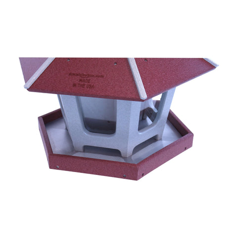 Gazebo Style Bird Feeder – 3 Compartment Eco-Friendly Post Mount | Made in USA Durable Poly Lumber Amish Toy Box  Lawn & Patio