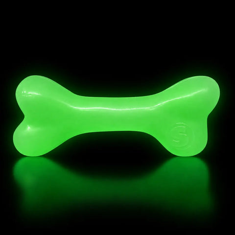 Glow in the Dark Large Dog Chew Bone Toy 6.5 Inch – Durable Floating Fetch Toy | Made in USA SodaPup  Rubber Dog Toys