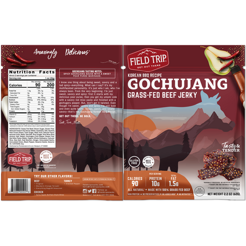 Field Trip Gochujang Korean BBQ Grass-Fed Beef Jerky 2.2oz 4-Pack | Made in USA Field Trip 