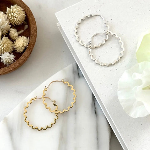 Gold Brass Scala Hoop Earrings – Handcrafted Fine Jewelry | Made in USA Sarah Cecelia  EARRINGS