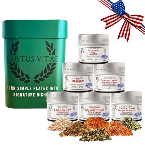 Gourmet Taste of America Seasoning Gift Set – 6 Small-Batch Spices 4oz Tins | Made in USA – Premium Flavor Collection Gustus Vitae  Collections & Gift Sets