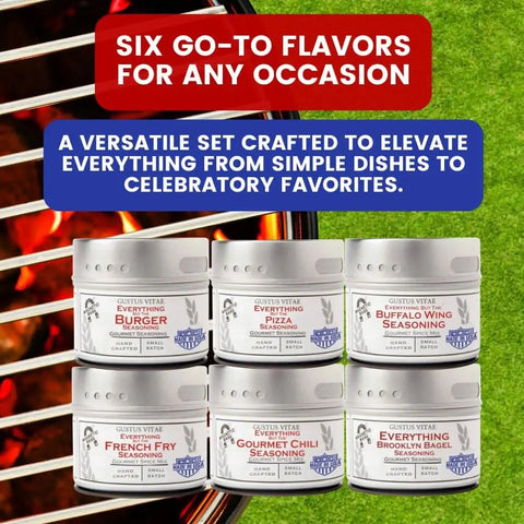 Gourmet Taste of America Seasoning Gift Set – 6 Small-Batch Spices 4oz Tins | Made in USA – Premium Flavor Collection Gustus Vitae  Collections & Gift Sets
