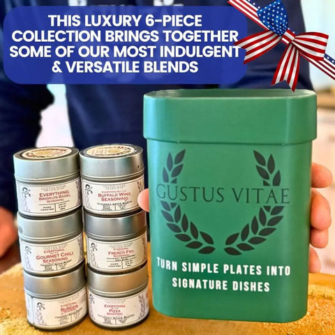 Gourmet Taste of America Seasoning Gift Set – 6 Small-Batch Spices 4oz Tins | Made in USA – Premium Flavor Collection Gustus Vitae  Collections & Gift Sets