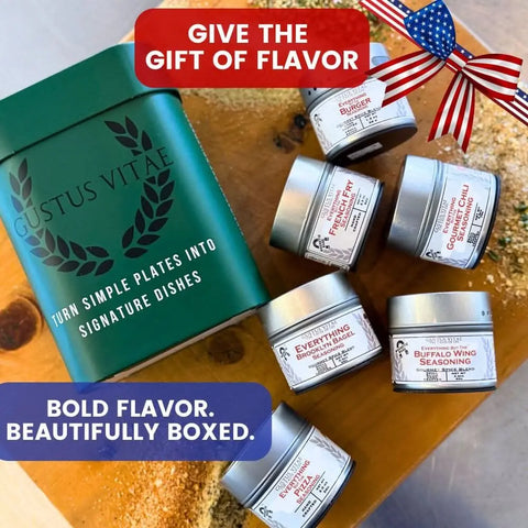 Gourmet Taste of America Seasoning Gift Set – 6 Small-Batch Spices 4oz Tins | Made in USA – Premium Flavor Collection Gustus Vitae  Collections & Gift Sets