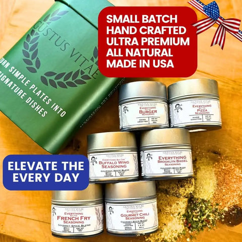 Gourmet Taste of America Seasoning Gift Set – 6 Small-Batch Spices 4oz Tins | Made in USA – Premium Flavor Collection Gustus Vitae  Collections & Gift Sets
