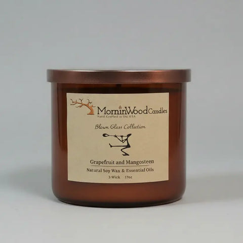 Grapefruit Mangosteen Soy Wax Candle 17oz – 3 Wick Tropical Scented Jar | Made in USA MorninWood Candles  3 Wick Candle