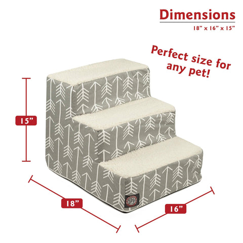 Arrow 3-Step Plush Pet Stairs – Soft Mobility Aid for Senior Dogs and Cats | Made in USA Majestic Pet 