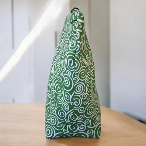 Green White Swirl Pattern Makeup Bag – Small, Medium, Large Cotton Cosmetic Pouch | Made in USA Frances Farm & Craft  Cosmetic bags
