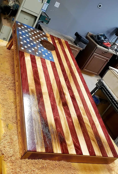 Hand Charred American Flag Cornhole Boards (Set of 2) American Grains LLC 