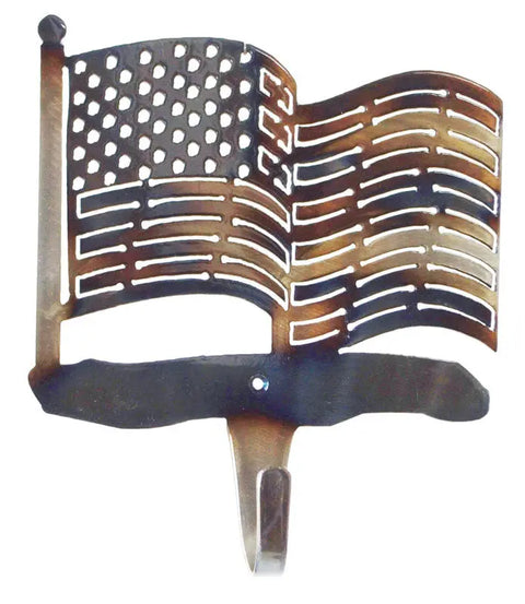 Handcrafted American Flag Coat and Towel Hook – 1/8 Inch Steel Patriotic Wall Mount | Made in USA Knights Home Decor  item