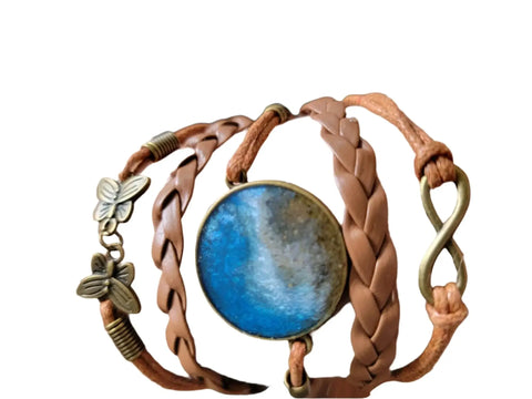 Handcrafted Beach Sand Resin Cuff Bracelet – Adjustable Ocean Wave PU Leather Strap | Made in USA Michelle Marie Boutique  Bracelets
