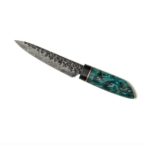 Handcrafted Carbon Steel Kitchen Knife 8 5/8 Inch Blade with Purple Copper Circle Handle – Artisan Cutlery | Made in USA Words with Boards  Knife