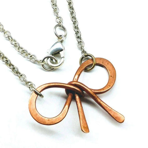 Handcrafted Copper Bow Tie Pendant Necklace – Silver Chain | Made in USA Alexa Martha Designs  Necklaces