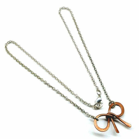 Handcrafted Copper Bow Tie Pendant Necklace – Silver Chain | Made in USA Alexa Martha Designs  Necklaces