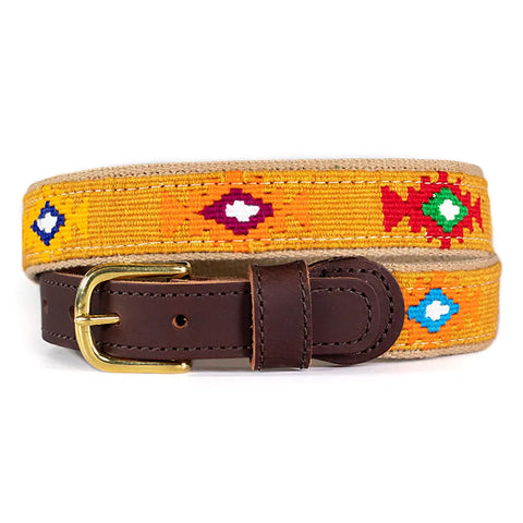 Handcrafted Cotton and Leather Belt – Vibrant God's Eye Design – Durable Apparel Accessory | Made in USA Auburn Leathercrafters  item