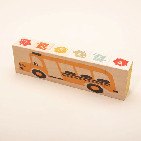 Handcrafted Educational School-Themed Wooden Blocks 6 Pieces 3x1.75 Inch – Toddler Toy Puzzle | Made in USA Uncle Goose  Environments