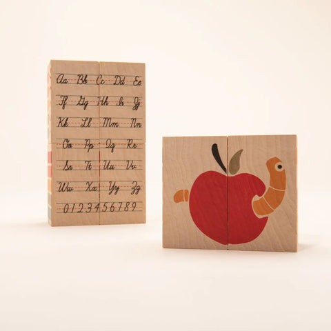 Handcrafted Educational School-Themed Wooden Blocks 6 Pieces 3x1.75 Inch – Toddler Toy Puzzle | Made in USA Uncle Goose  Environments