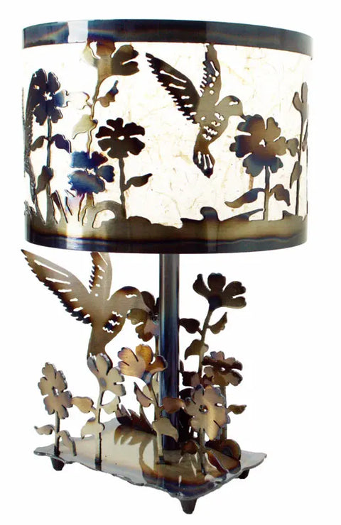 Handcrafted Hummingbird Table Lamp – Metal Floral Accent Lighting | Made in USA Artisan Decor Knights Home Decor  item