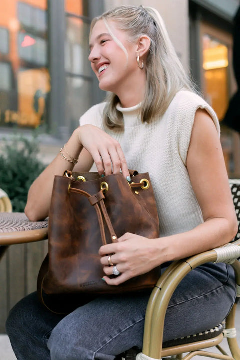 Handcrafted Leather Bucket Bag – Minimalist Crossbody Tote | Made in USA Urban Southern  Bags