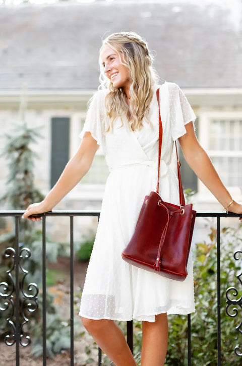 Handcrafted Leather Bucket Bag – Minimalist Crossbody Tote | Made in USA Urban Southern  Bags