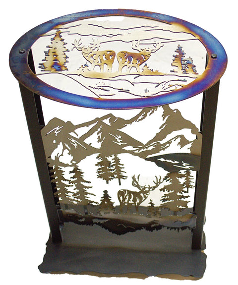 Handcrafted Mule Deer Mountain Metal Accent Table – Rustic Lodge Decor | Made in USA Knights Home Decor  item