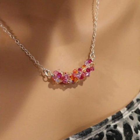 Handcrafted Silver Multi Color Swarovski Crystal Necklace – Artisan Jewelry | Made in USA Alexa Martha Designs  Necklace