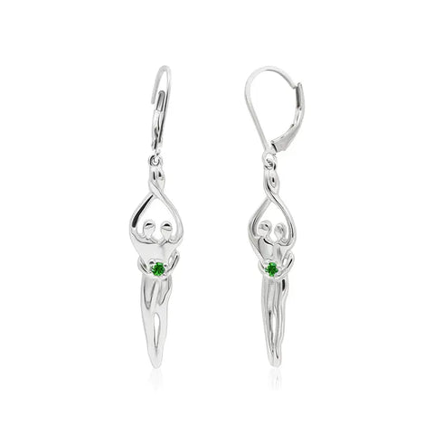 Handcrafted Sterling Silver Soulmate Drop Earrings With Princess-Cut Cubic Accent – Made in USA Jewelry Symbol of Love Jewelry  Earrings