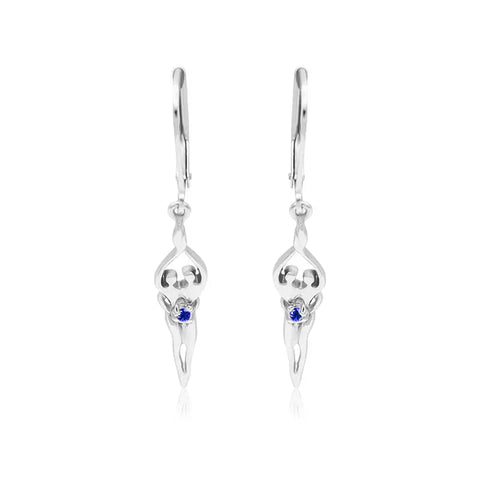 Handcrafted Sterling Silver Soulmate Drop Earrings With Princess-Cut Cubic Accent – Made in USA Jewelry Symbol of Love Jewelry  Earrings