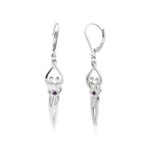 Handcrafted Sterling Silver Soulmate Drop Earrings With Princess-Cut Cubic Accent – Made in USA Jewelry Symbol of Love Jewelry  Earrings
