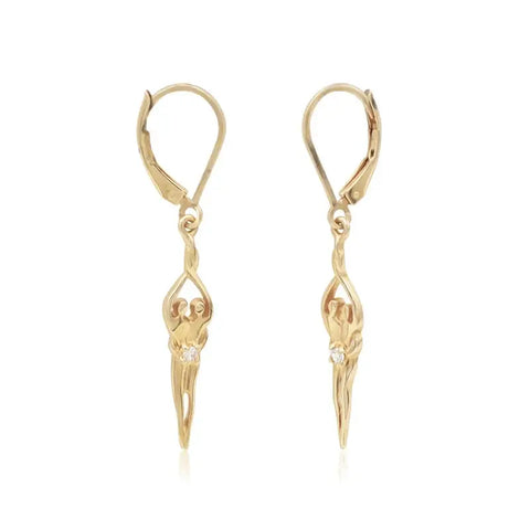 Handcrafted Sterling Silver Soulmate Drop Earrings With Princess-Cut Cubic Accent – Made in USA Jewelry Symbol of Love Jewelry  Earrings