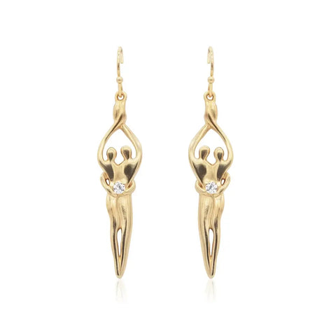 Handcrafted Sterling Silver Soulmate Drop Earrings With Princess-Cut Cubic Accent – Made in USA Jewelry Symbol of Love Jewelry  Earrings