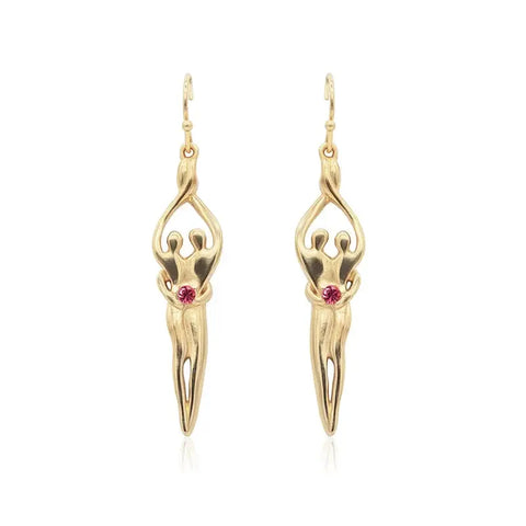 Handcrafted Sterling Silver Soulmate Drop Earrings With Princess-Cut Cubic Accent – Made in USA Jewelry Symbol of Love Jewelry  Earrings