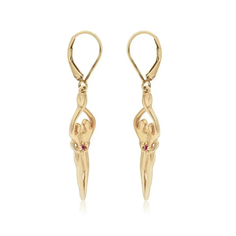 Handcrafted Sterling Silver Soulmate Drop Earrings With Princess-Cut Cubic Accent – Made in USA Jewelry Symbol of Love Jewelry  Earrings