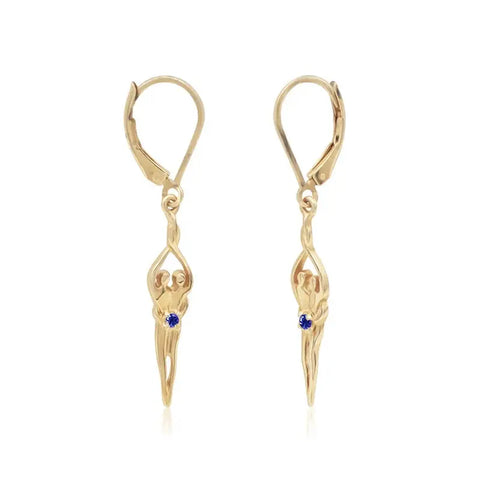 Handcrafted Sterling Silver Soulmate Drop Earrings With Princess-Cut Cubic Accent – Made in USA Jewelry Symbol of Love Jewelry  Earrings
