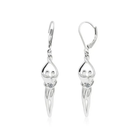 Handcrafted Sterling Silver Soulmate Drop Earrings With Princess-Cut Cubic Accent – Made in USA Jewelry Symbol of Love Jewelry  Earrings