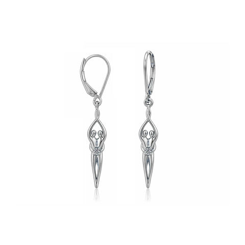 Handcrafted Sterling Silver Soulmate Drop Earrings With Princess-Cut Cubic Accent – Made in USA Jewelry Symbol of Love Jewelry  Earrings