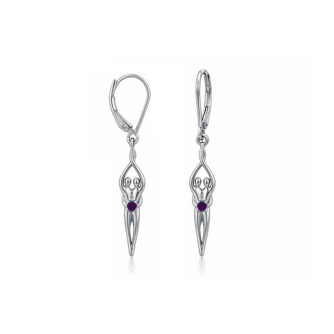 Handcrafted Sterling Silver Soulmate Drop Earrings With Princess-Cut Cubic Accent – Made in USA Jewelry Symbol of Love Jewelry  Earrings