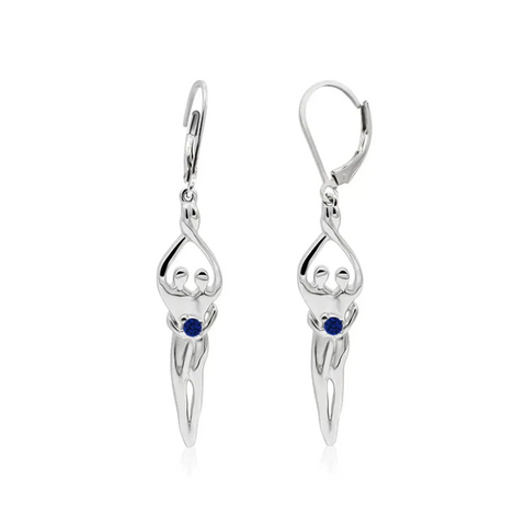 Handcrafted Sterling Silver Soulmate Drop Earrings With Princess-Cut Cubic Accent – Made in USA Jewelry Symbol of Love Jewelry  Earrings