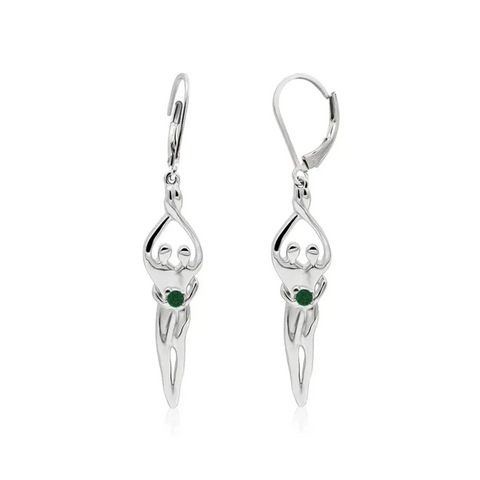 Handcrafted Sterling Silver Soulmate Drop Earrings With Princess-Cut Cubic Accent – Made in USA Jewelry Symbol of Love Jewelry  Earrings