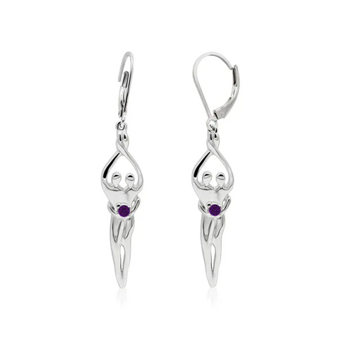 Handcrafted Sterling Silver Soulmate Drop Earrings With Princess-Cut Cubic Accent – Made in USA Jewelry Symbol of Love Jewelry  Earrings