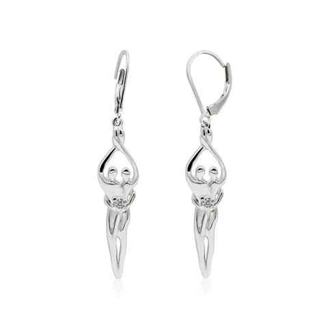 Handcrafted Sterling Silver Soulmate Drop Earrings With Princess-Cut Cubic Accent – Made in USA Jewelry Symbol of Love Jewelry  Earrings
