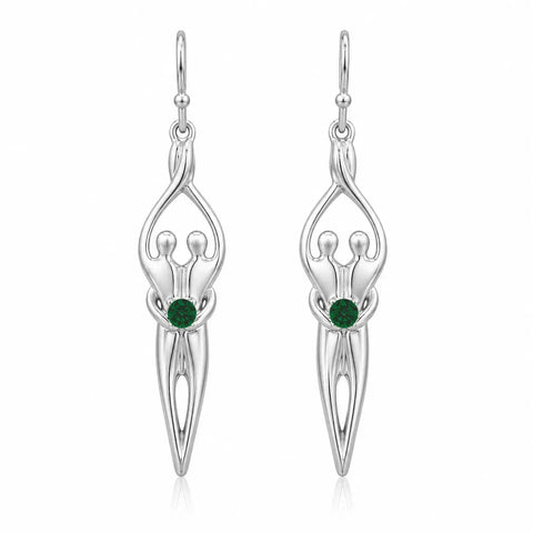 Handcrafted Sterling Silver Soulmate Drop Earrings With Princess-Cut Cubic Accent – Made in USA Jewelry Symbol of Love Jewelry  Earrings