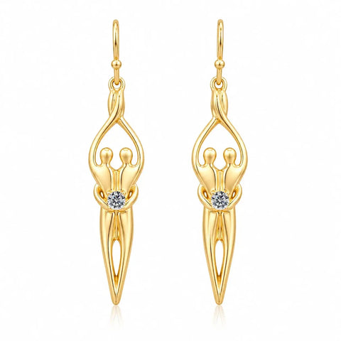 Handcrafted Sterling Silver Soulmate Drop Earrings With Princess-Cut Cubic Accent – Made in USA Jewelry Symbol of Love Jewelry  Earrings