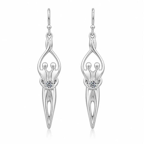 Handcrafted Sterling Silver Soulmate Drop Earrings With Princess-Cut Cubic Accent – Made in USA Jewelry Symbol of Love Jewelry  Earrings